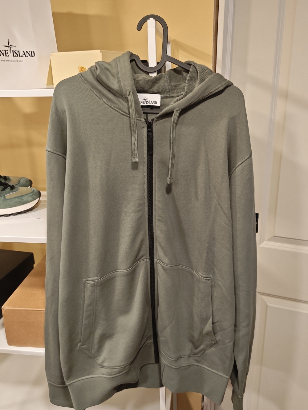 Stone Island Olive Green Zip Hoodie